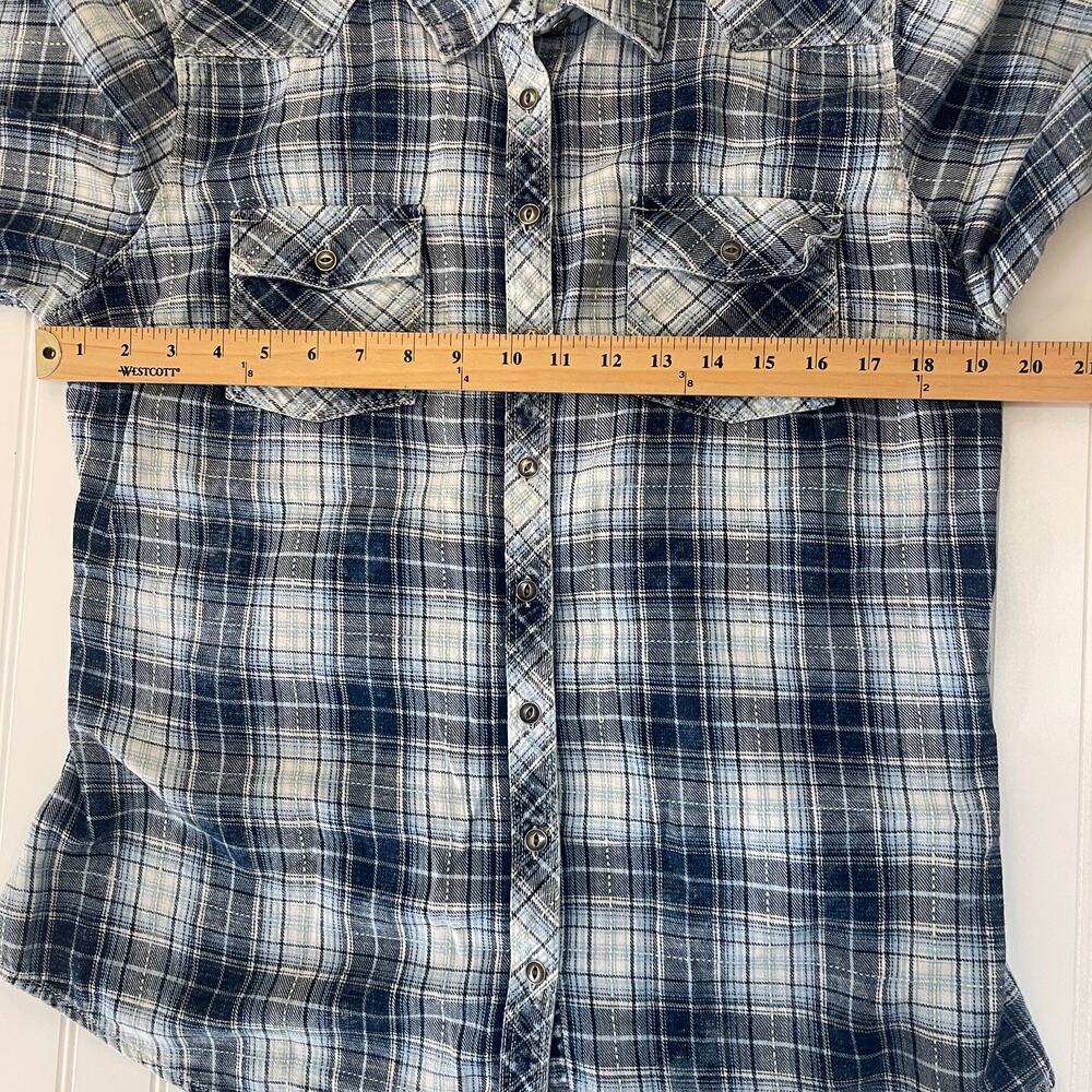 Orvis Blue Plaid Button Down Shirt Cotton Western Size Womens Large - Picture 6 of 7
